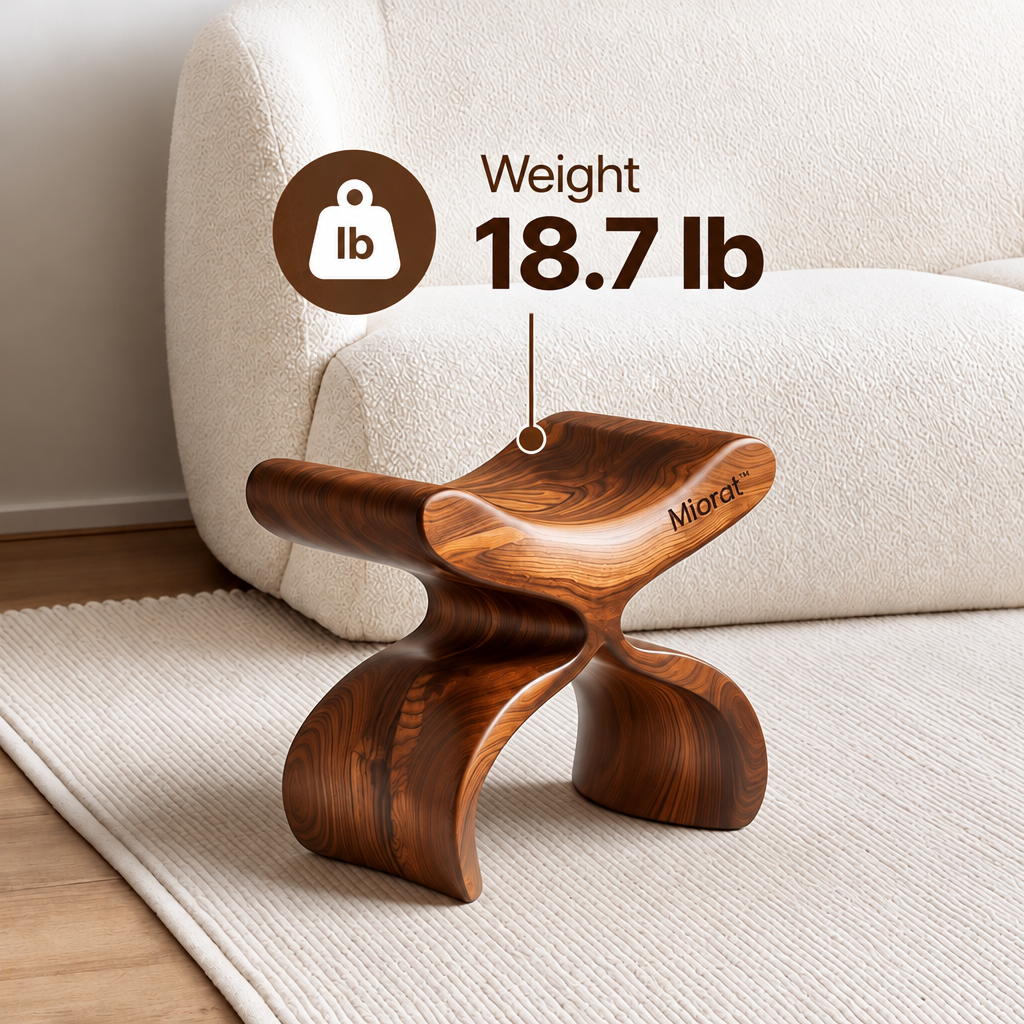 Miorat™ Arc-Grain Sculptural Wood Stool - view 4