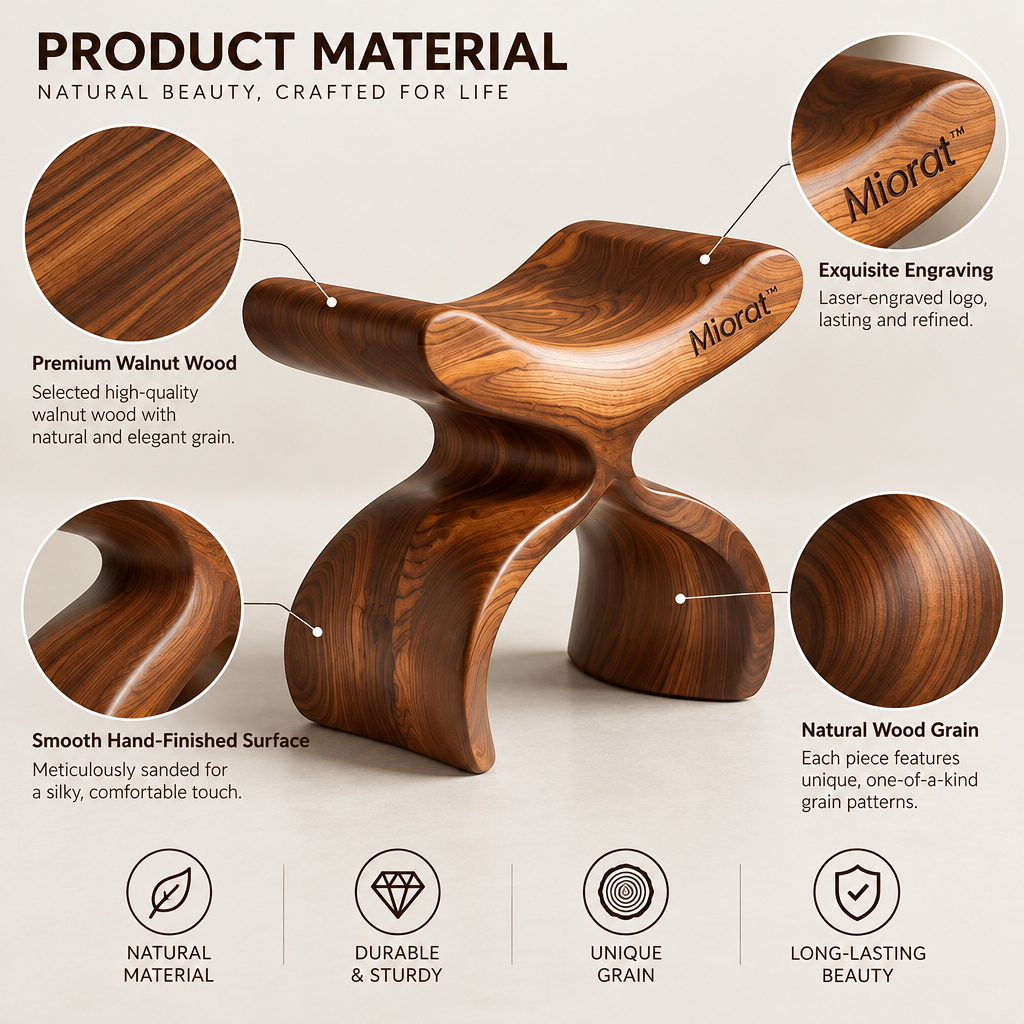 Miorat™ Arc-Grain Sculptural Wood Stool - view 5