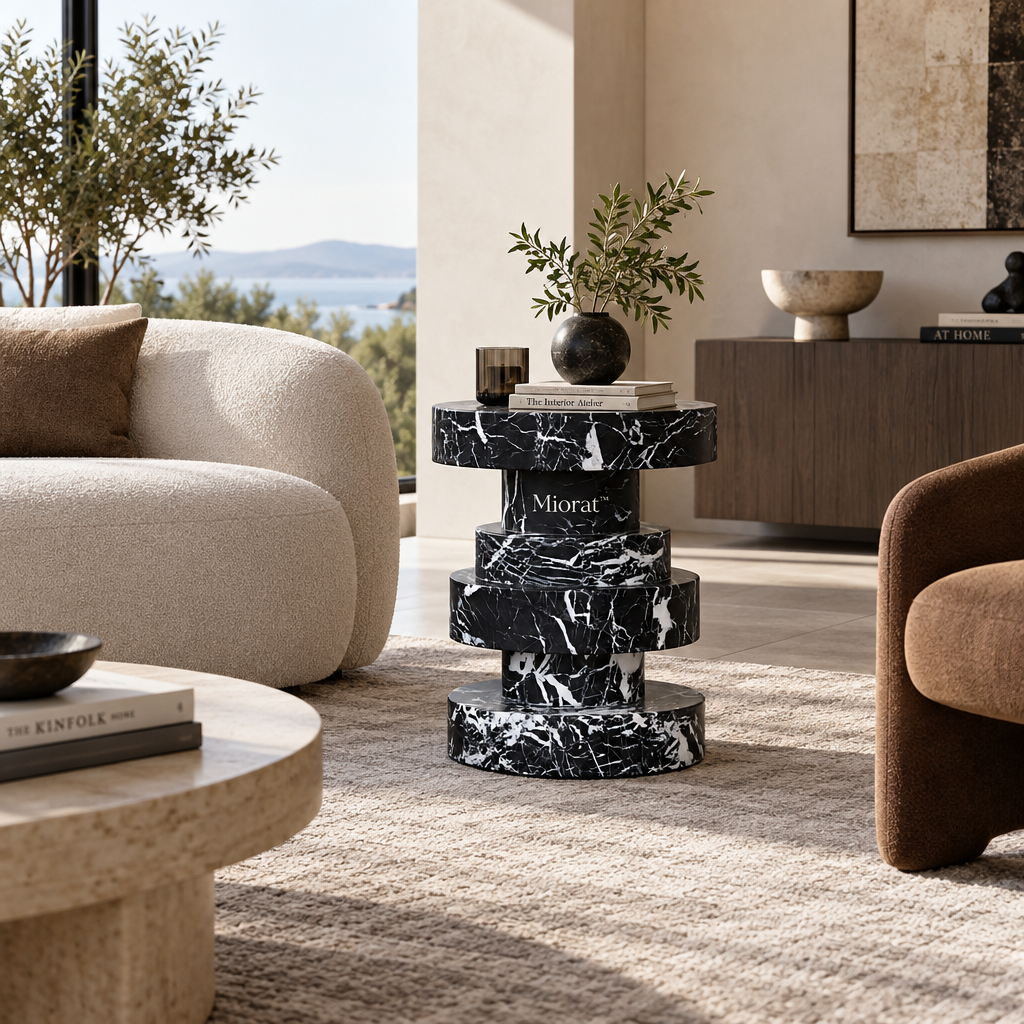 Miorat™ Onyx Tiered Marble Accent Stool - view 2