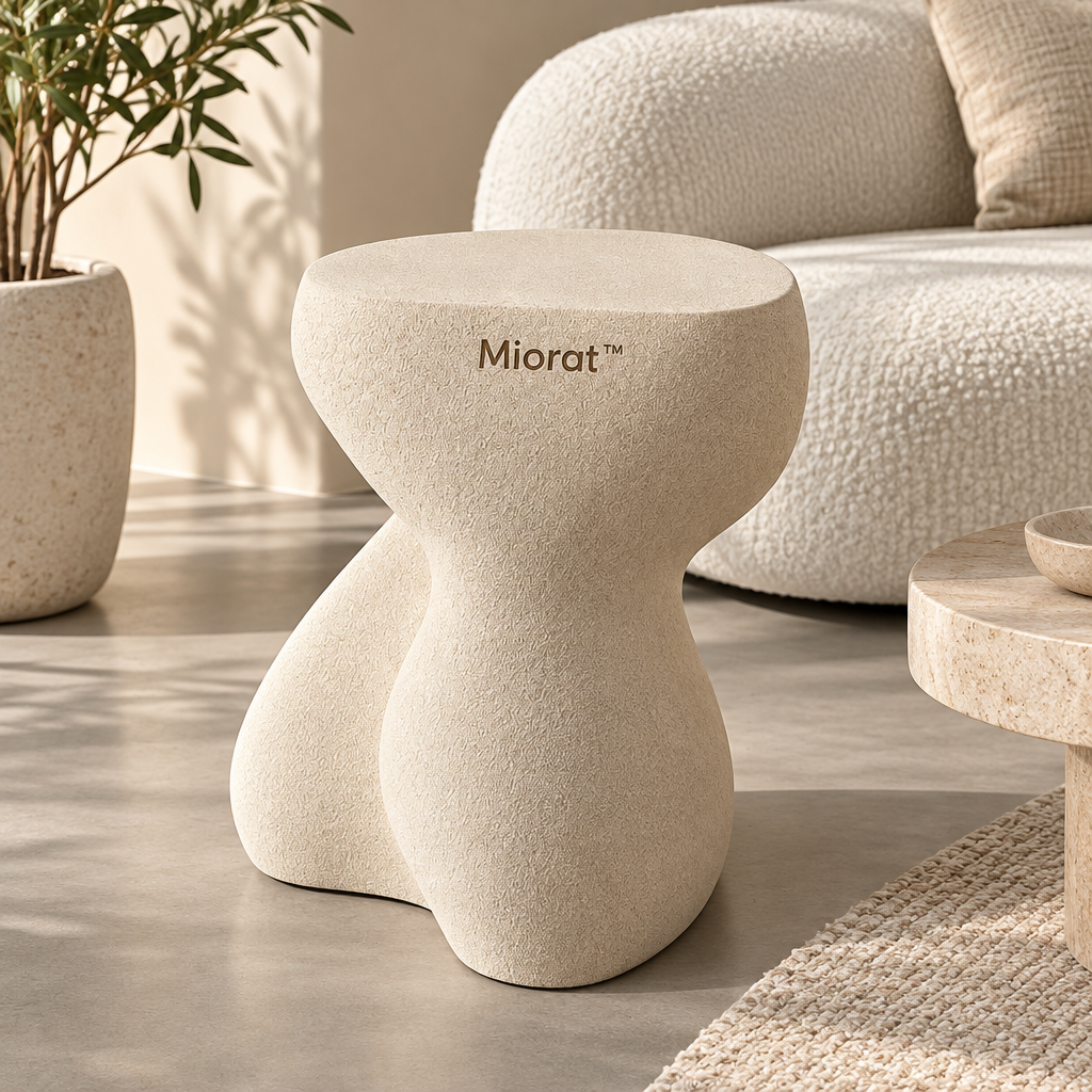 Miorat™ Ivory Hourglass Pedestal Stool - view 1