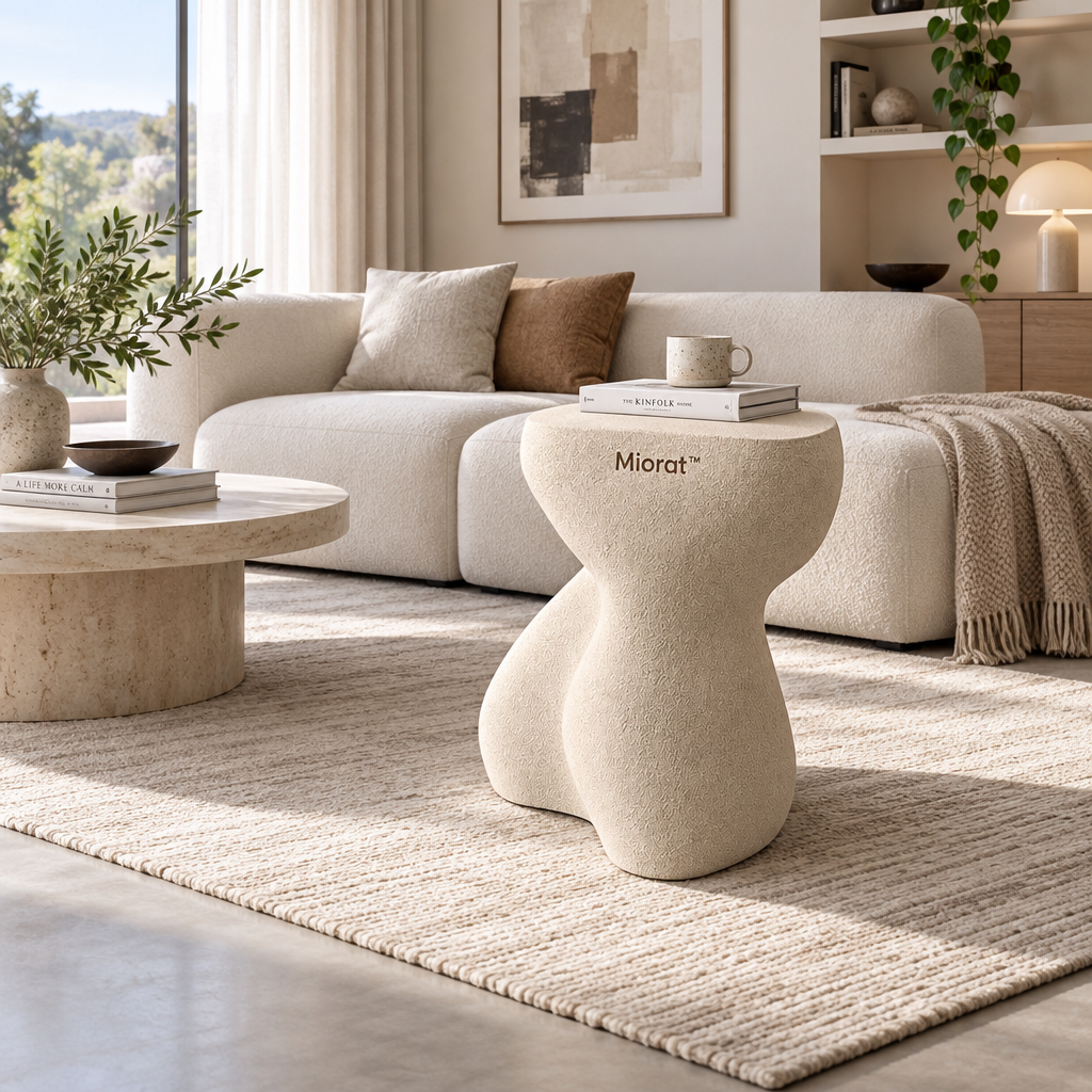 Miorat™ Ivory Hourglass Pedestal Stool - view 2