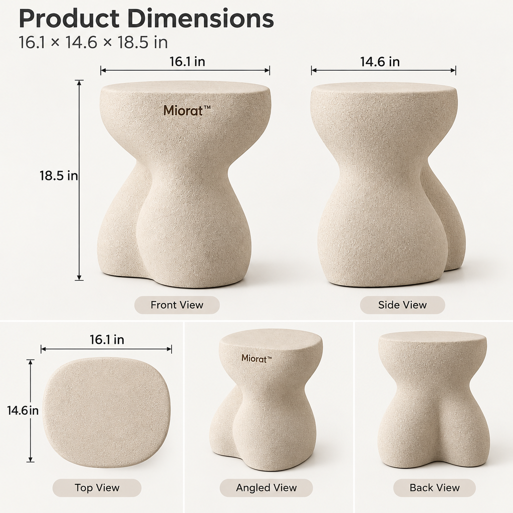 Miorat™ Ivory Hourglass Pedestal Stool - view 3