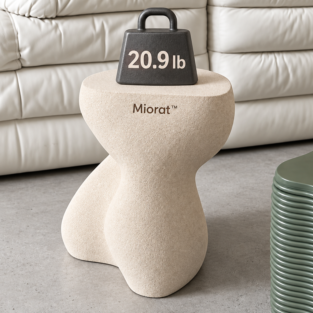 Miorat™ Ivory Hourglass Pedestal Stool - view 4