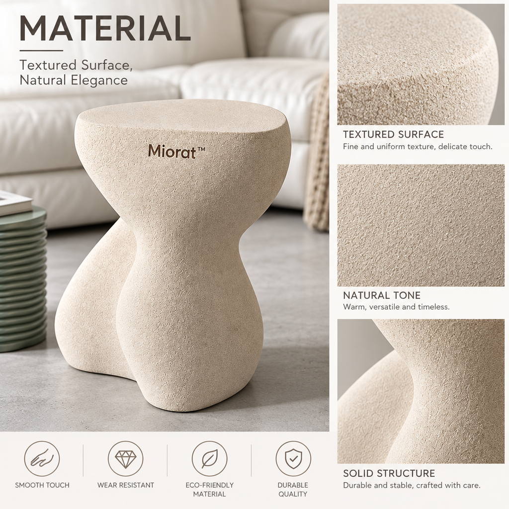 Miorat™ Ivory Hourglass Pedestal Stool - view 5