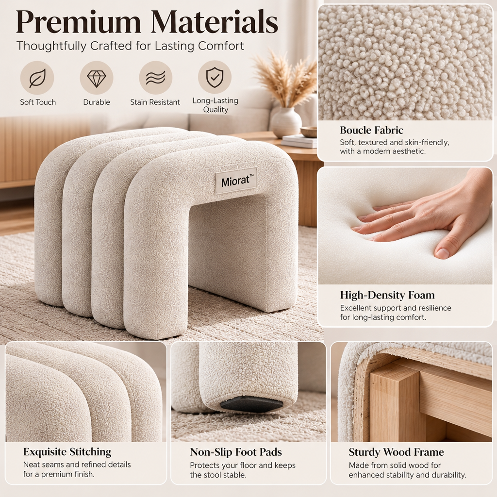 Miorat™ Bouclé Archway Accent Stool - view 4