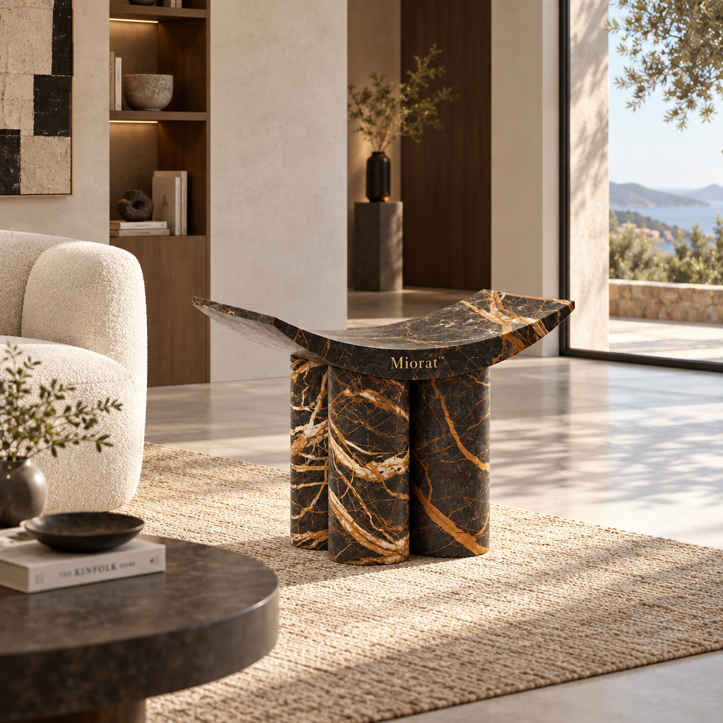 Miorat™ Aurelia Marble Bridge Pedestal Stool - view 2