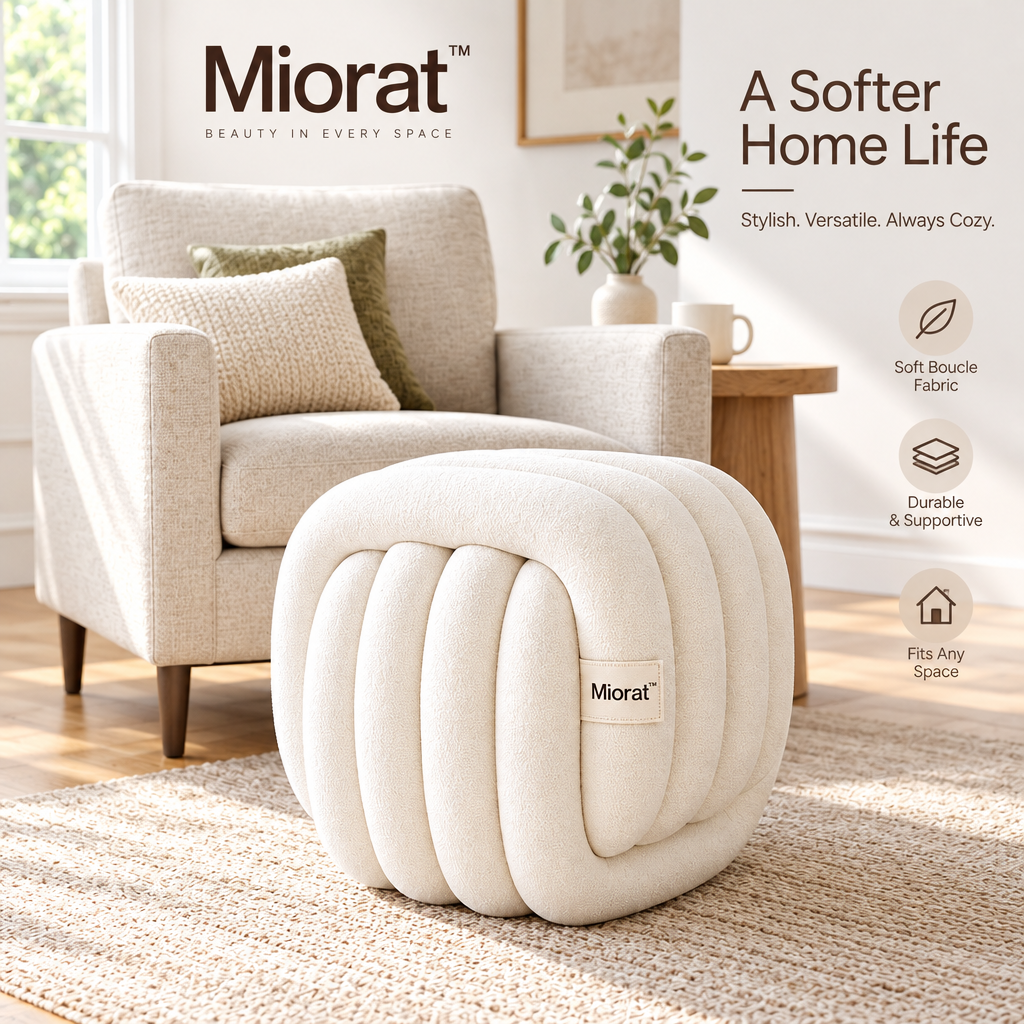 Miorat™ Cloud-Ribbed Upholstered Stool - view 1