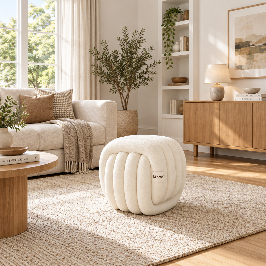 Miorat™ Cloud-Ribbed Upholstered Stool - view 2