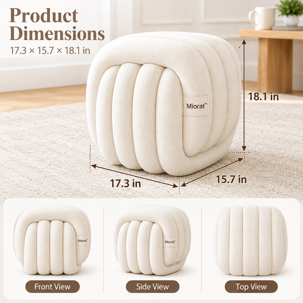 Miorat™ Cloud-Ribbed Upholstered Stool - view 3