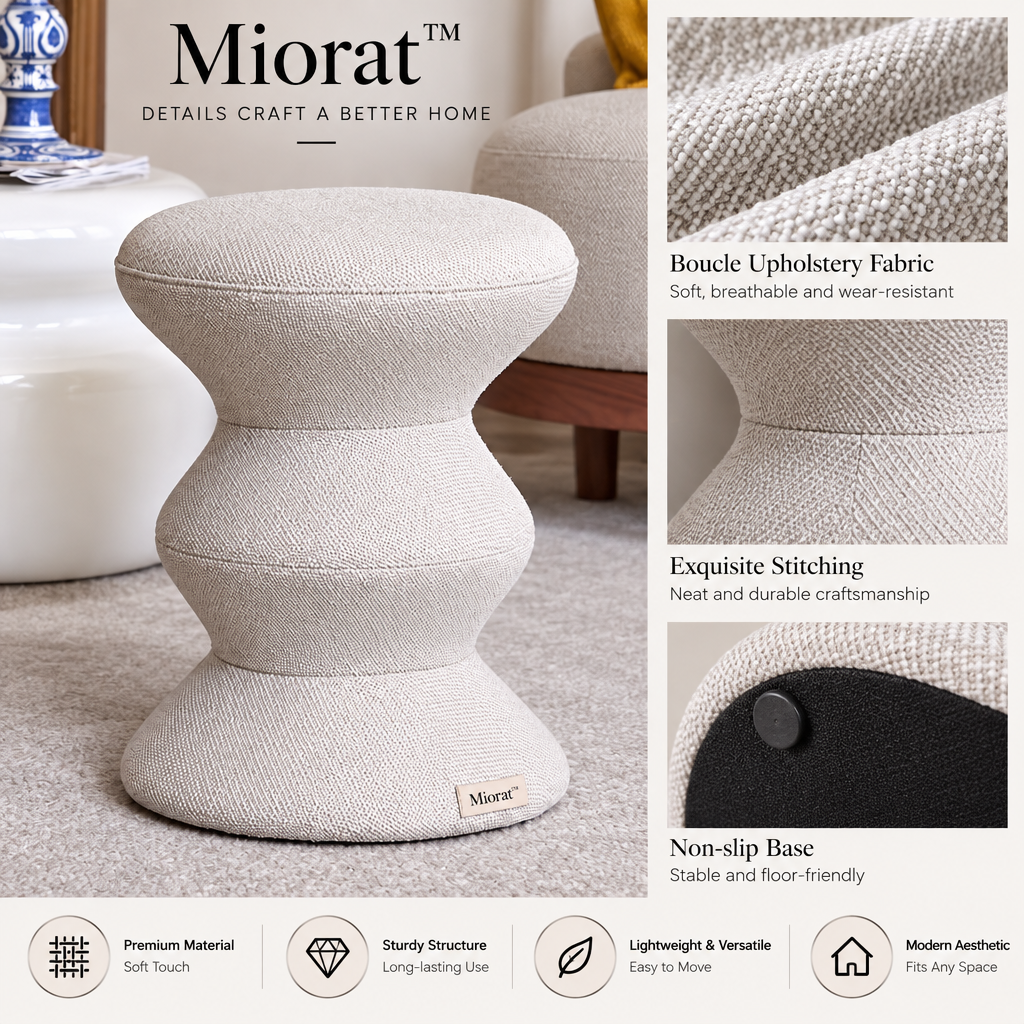 Miorat™ Ribbed Block Bouclé Stool - view 5