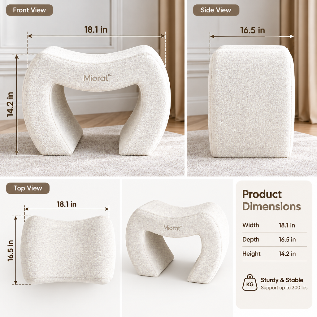 Miorat™ Plush Hourglass Accent Stool - view 3