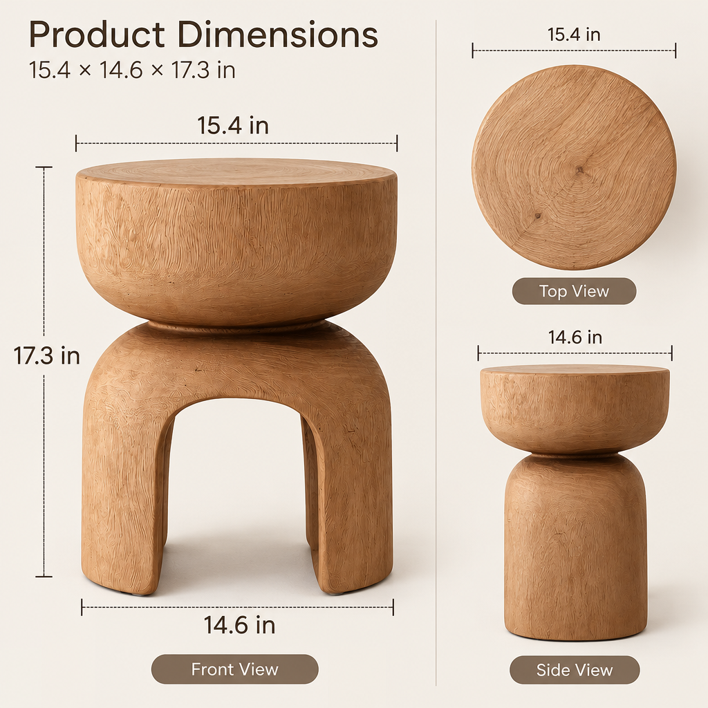 Miorat™ Terra Tripod Wood Accent Stool - view 2