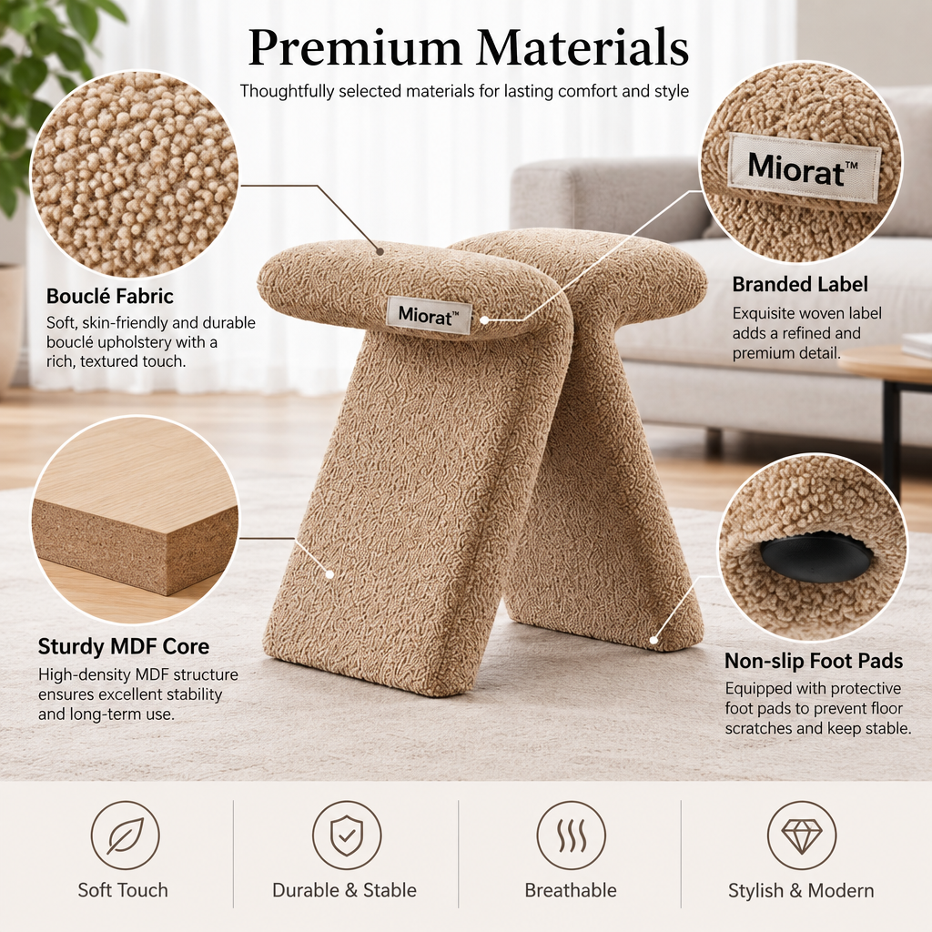 Miorat™ Slanted Bouclé Sculptural Stool - view 5