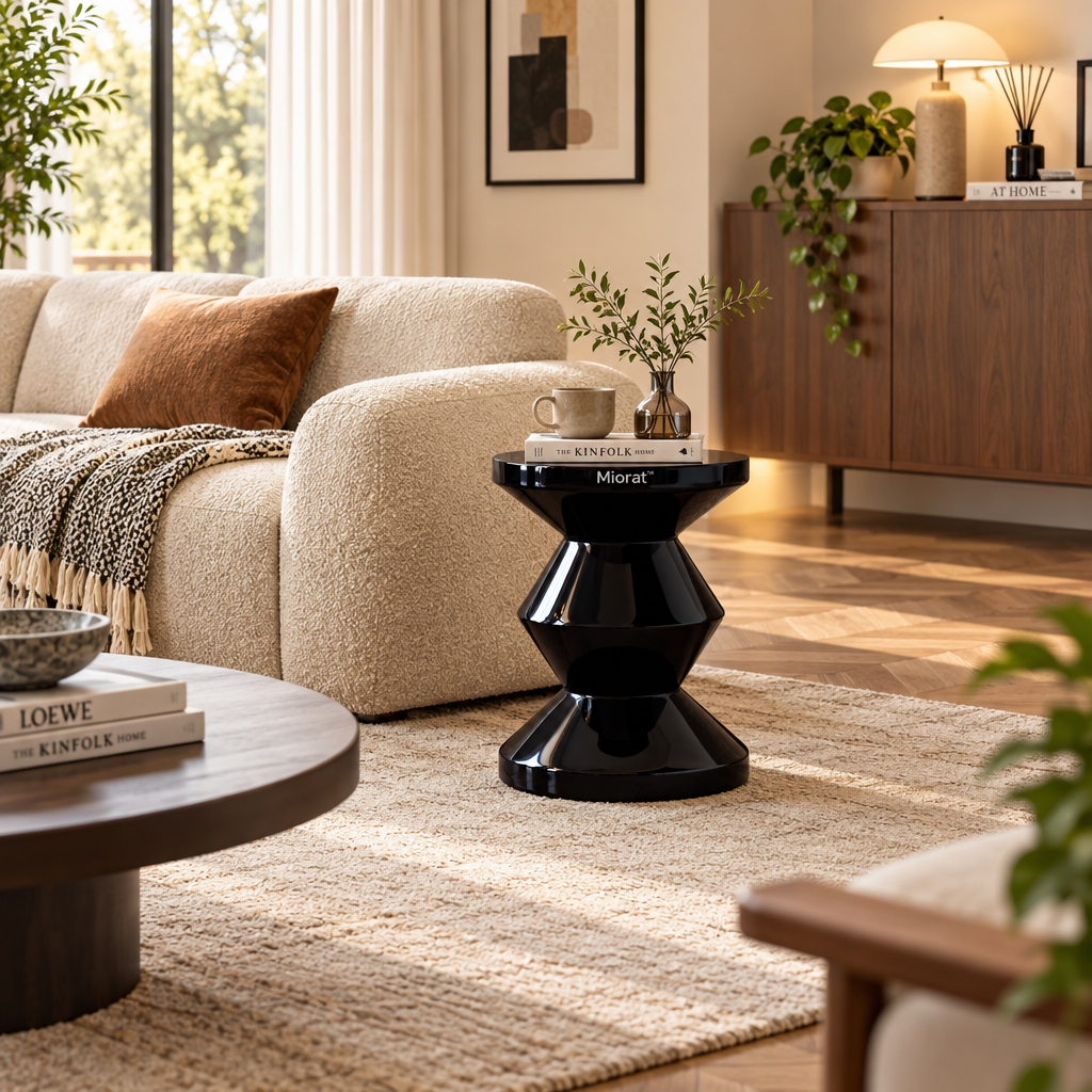 Miorat™ Noir Gloss Hourglass Stool - view 2