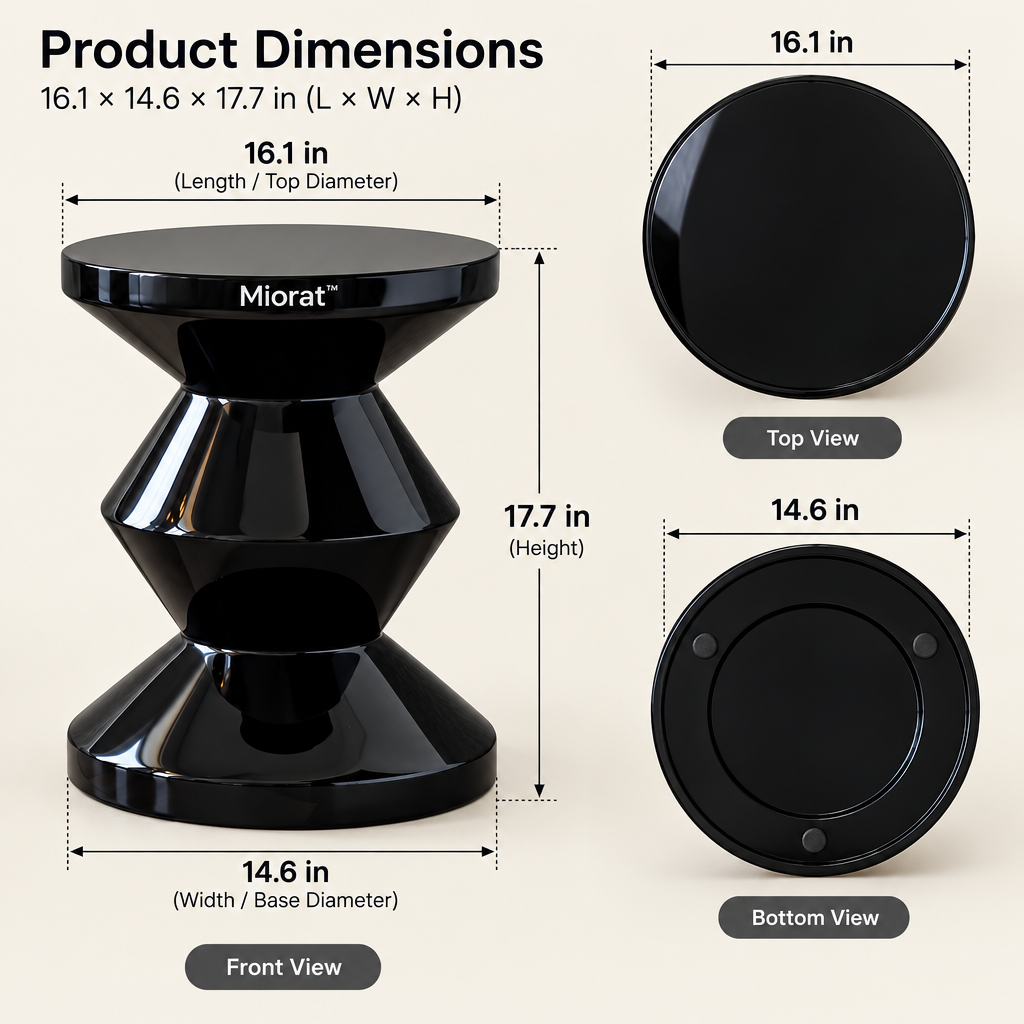 Miorat™ Noir Gloss Hourglass Stool - view 3