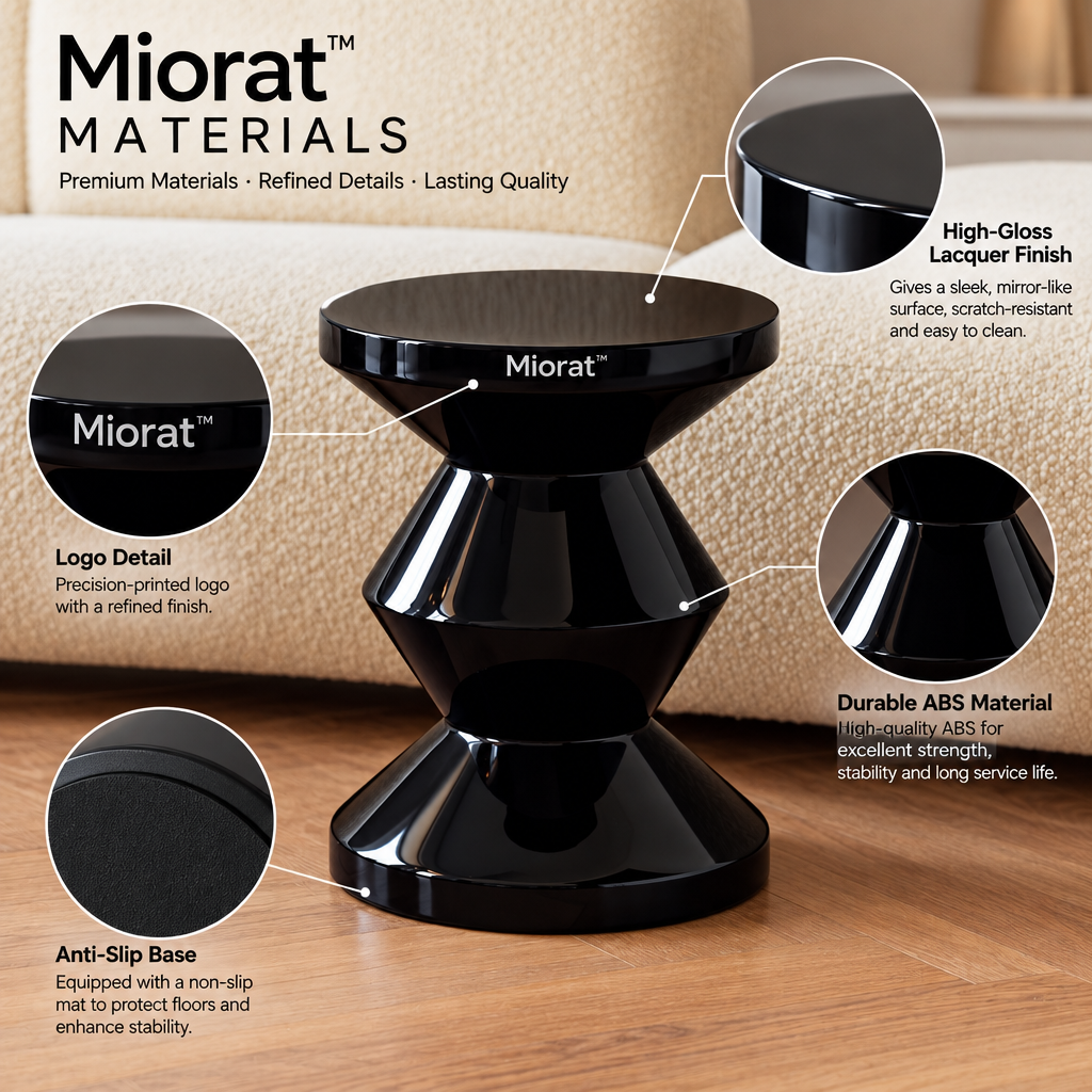 Miorat™ Noir Gloss Hourglass Stool - view 4